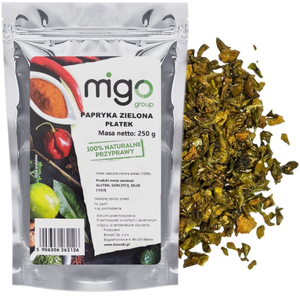 Papryka zielona płatek 250g - MIGOgroup