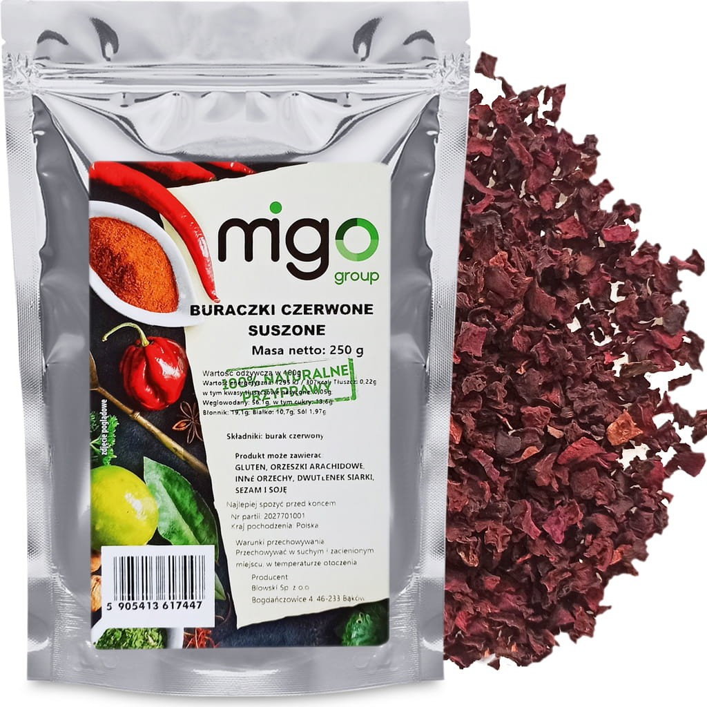Buraczki czerwone, suszone, do barszczu - 250g - MIGogroup